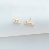 You & Me Gold Crystal Stud Earrings