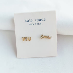 You & Me Gold Crystal Stud Earrings