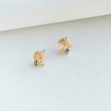 Rain or Shine Pave Umbrella Gold Stud Earrings