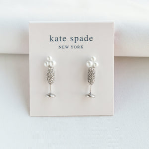 Cheers To That Silver Pearl  Stud Earrings