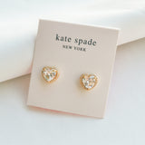 My Love Pavé Heart Gold Clear Stud Earrings