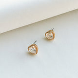 My Love Pavé Heart Gold Clear Stud Earrings