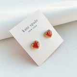 My Love Pavé Heart Gold Ruby Red Stud Earrings