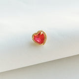 My Love Pavé Heart Gold Ruby Red Stud Earrings