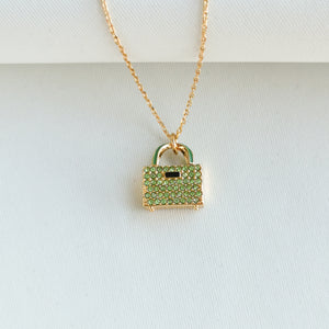 Sweet Treasures Gold Green Mini Pendant Necklace