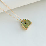 Sweet Treasures Gold Green Mini Pendant Necklace