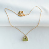 Sweet Treasures Gold Green Mini Pendant Necklace