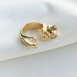 Puppy Gold Crystal Wrap Ring Size 7