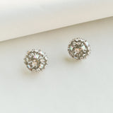 Beaming Bright Silver Clear Crystal Stud Earrings