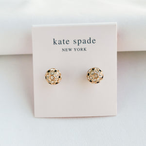 On The Ball Gold Black Multi Stud Earrings