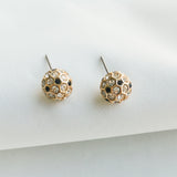 On The Ball Gold Black Multi Stud Earrings