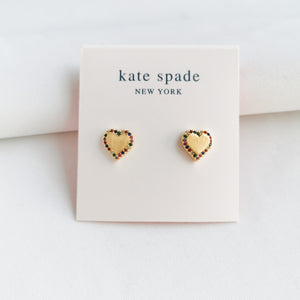 Take Heart Multi Color Gold Stud Earrings