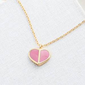 Heritage spade enamel heart mini pendant (Rococopink)