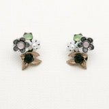 Betsey Johnson Beautiful Ingenious Colorful Crystals Gold-toned flower Earrings