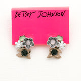 Betsey Johnson Beautiful Ingenious Colorful Crystals Gold-toned flower Earrings