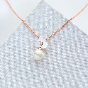 Disco Pansy Pearl Drop Necklace