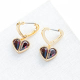 Red Rock Solid Stone Heart Huggie Earrings