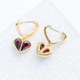 Red Rock Solid Stone Heart Huggie Earrings