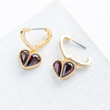 Red Rock Solid Stone Heart Huggie Earrings