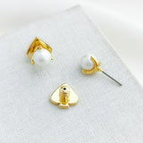 Brilliant Statements Mini Tri-Prong Stud Earrings (Cream/Gold)