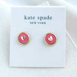 Heartful Gold Stud Earrings (Crushed Watermelon)