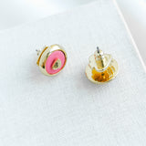 Heartful Gold Stud Earrings (Crushed Watermelon)