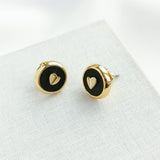 Heartful Stud Earrings (Black)