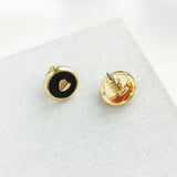 Heartful Stud Earrings (Black)