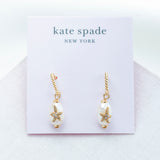 Sea Star Starfish Pearl Huggie Earrings