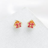 Myosotis Cross Flower Stud Earrings (Pink)