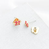 Myosotis Cross Flower Stud Earrings (Pink)