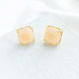 Small Square Stud Earrings (Light Pink)