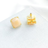 Small Square Stud Earrings (Light Pink)