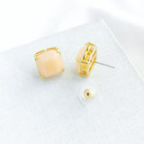 Small Square Stud Earrings (Light Pink)