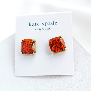 Small Square Stud Earrings (Red)