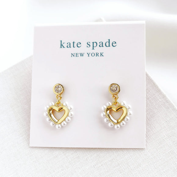 Shining Spade Pearl Drop Earrings