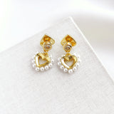 Shining Spade Pearl Drop Earrings