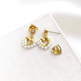 Shining Spade Pearl Drop Earrings