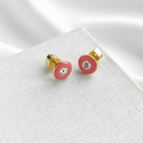 Pink Candy Drops Round Stud Earrings