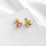 Pink Candy Drops Round Stud Earrings