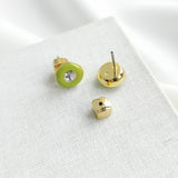 Green Candy Drops Round Stud Earrings (Neon Yellow)