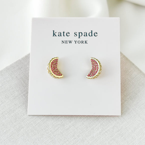 Fruit Salad Pave Grapefruit Gold Pink Stud Earrings