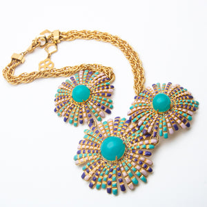 Trina Turk Beautiful Colorful enamel Charm Gold-toned flowers Necklace