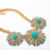 Trina Turk Beautiful Colorful enamel Charm Gold-toned flowers Necklace