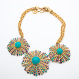 Trina Turk Beautiful Colorful enamel Charm Gold-toned flowers Necklace