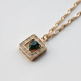 Gold Tone Beautiful Green Crystal necklace