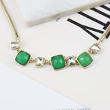 AK classic green stones and crystals necklace