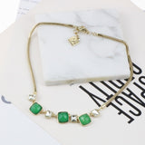 AK classic green stones and crystals necklace