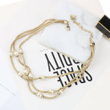 AK gold tone 3 strands pearl necklace