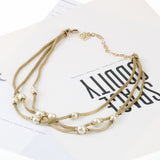 AK gold tone 3 strands pearl necklace